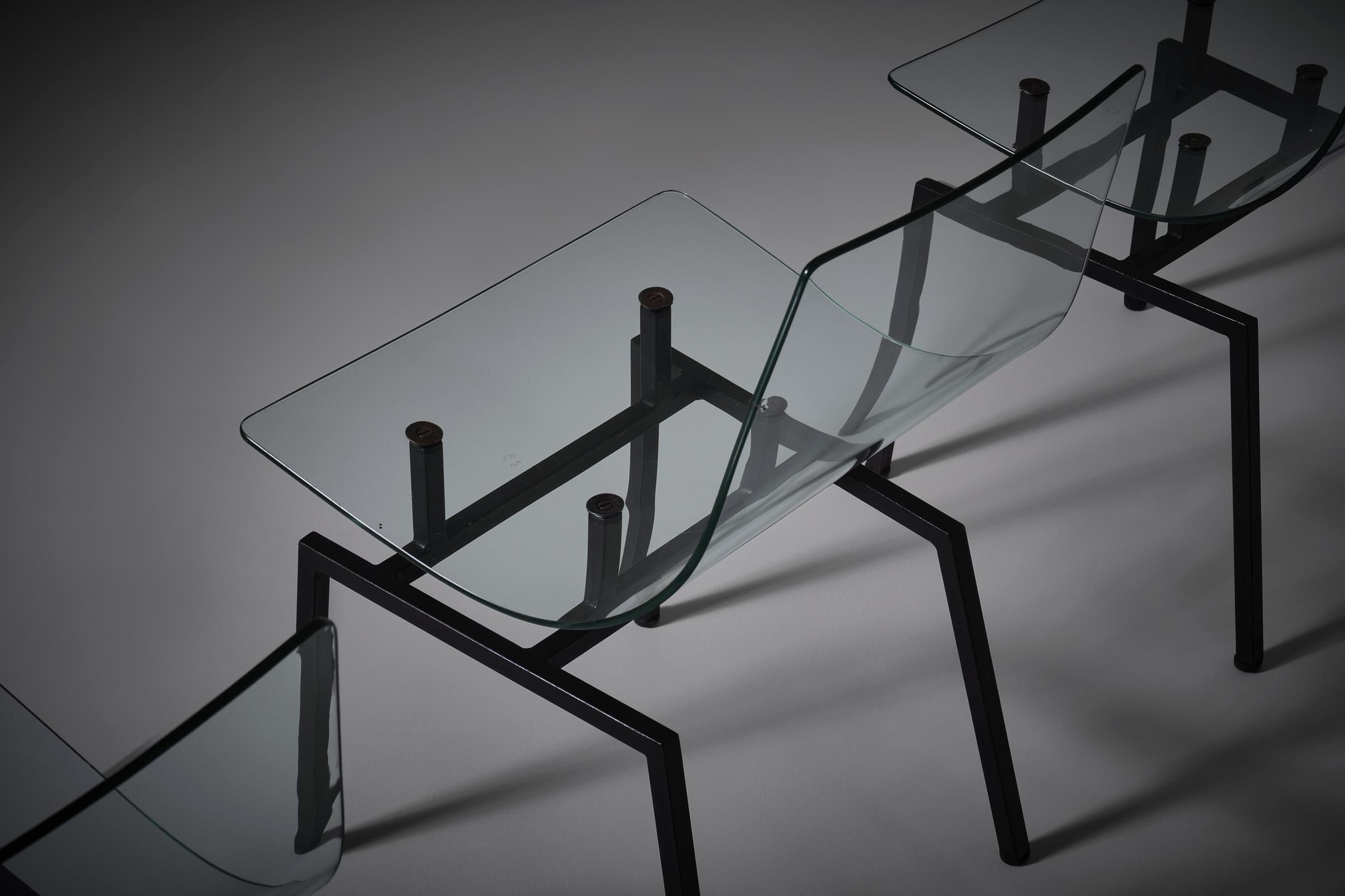 Michel Blondeau set of four 'verre securit' chairs, France 1958 For Sale 2