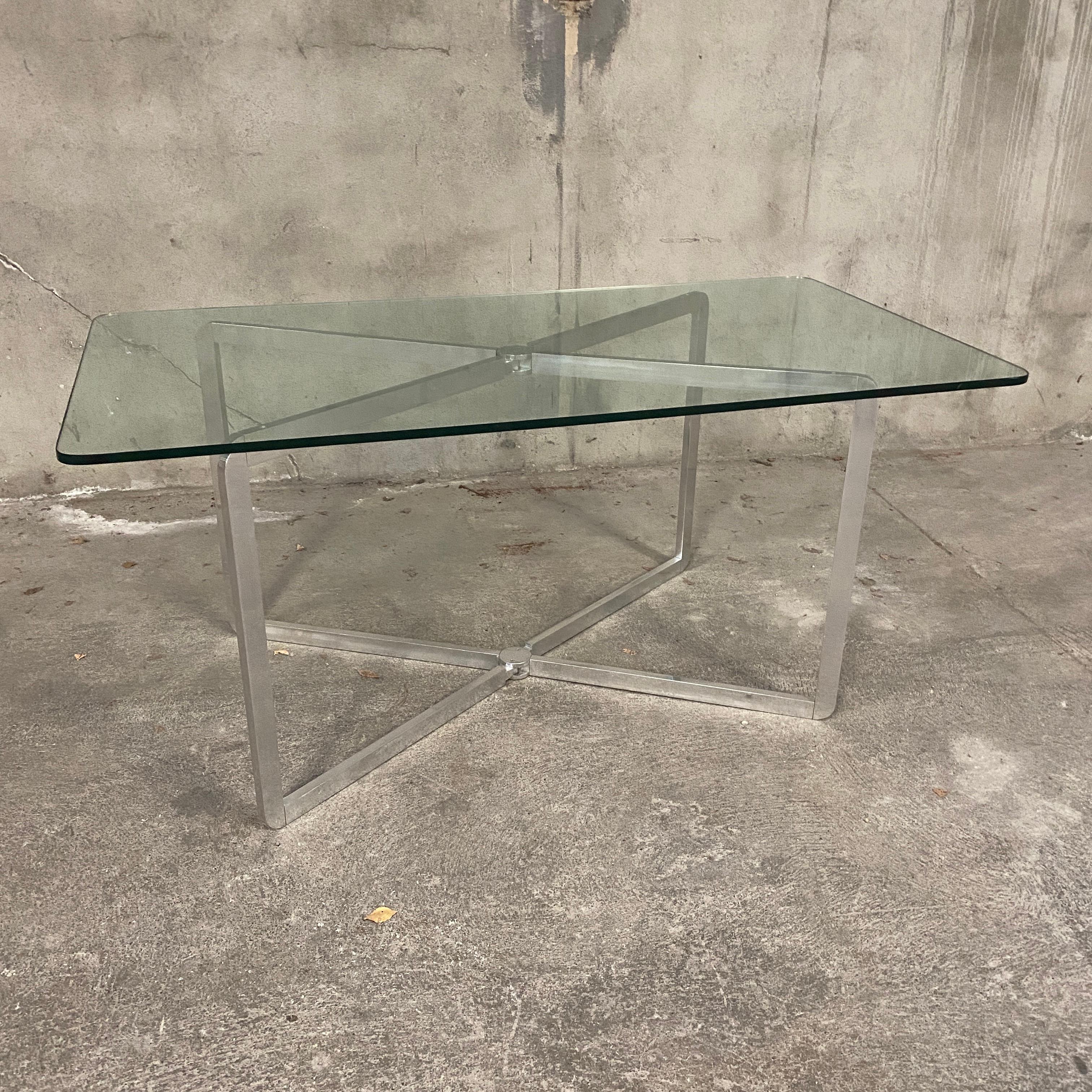 Mid-20th Century Michel Boyer Console Table with Modular Aluminum Structure in X For Sale