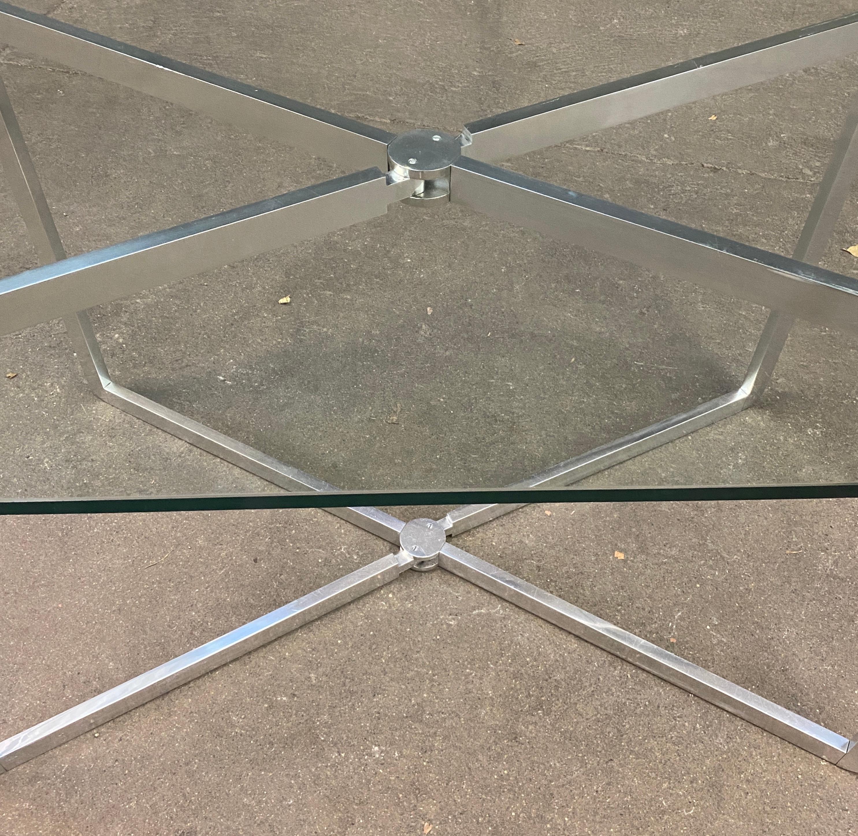 Aluminium Table console Michel Boyer avec structure modulaire en aluminium en X en vente