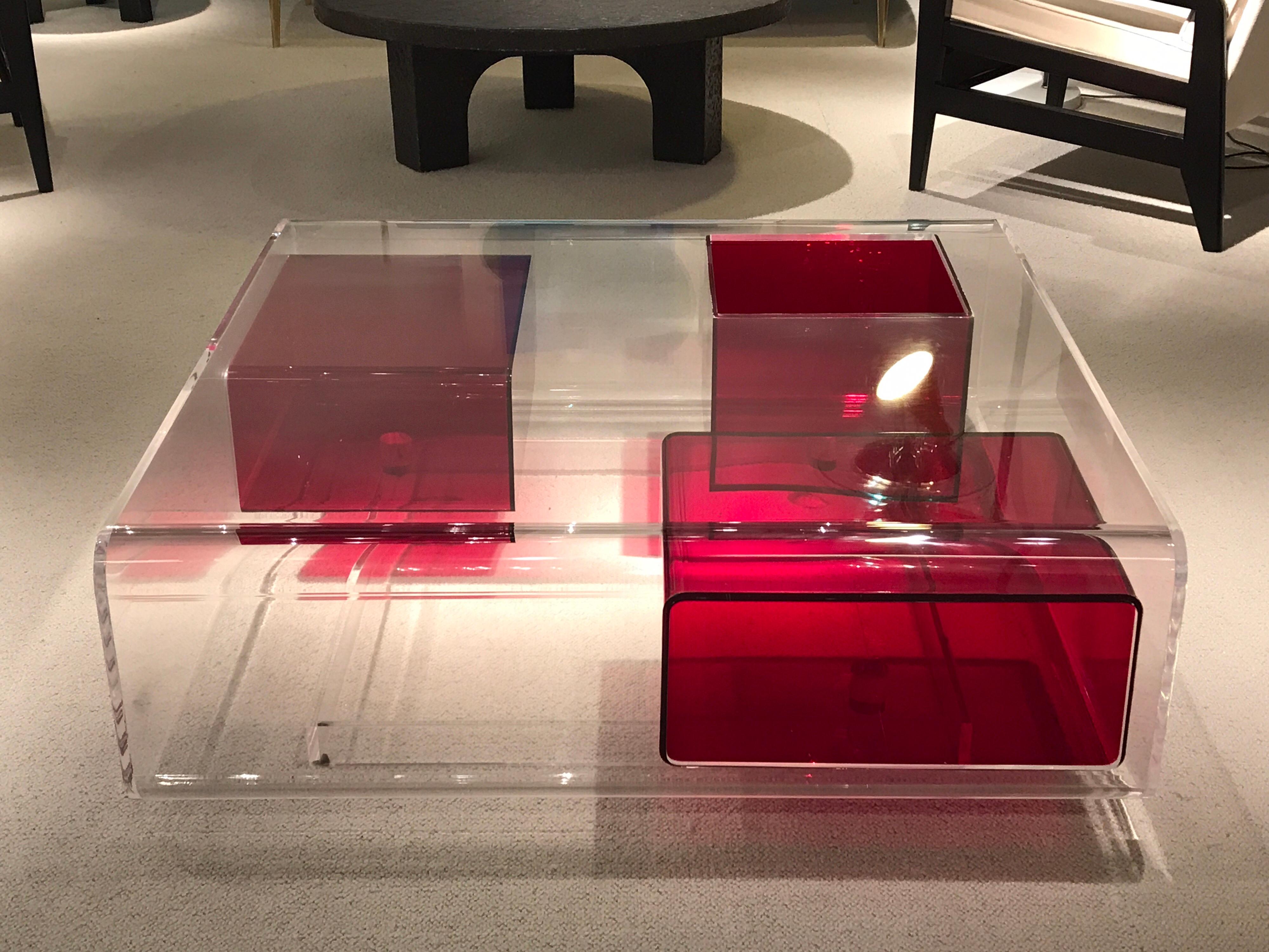 Mid-Century Modern Michel Boyer Lucite Coffee Table