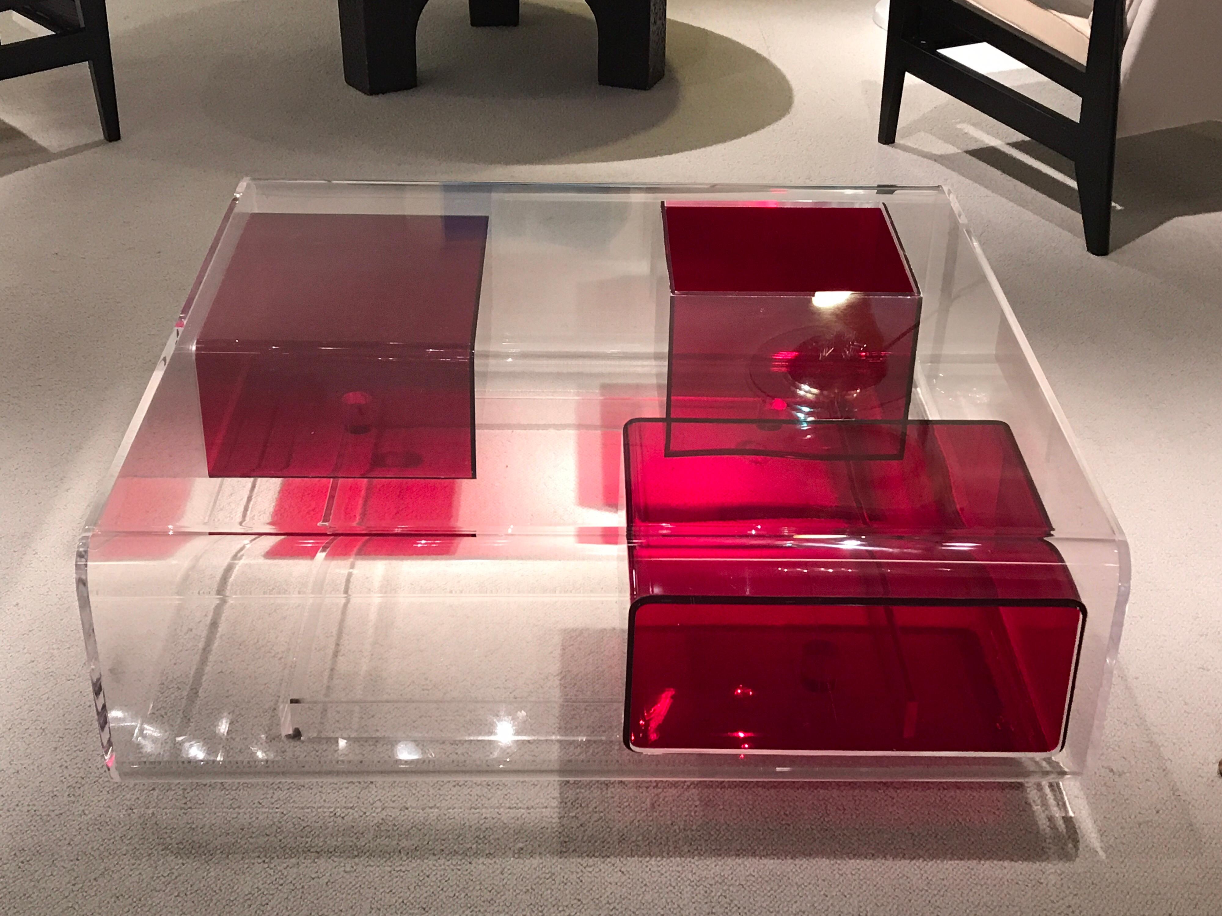 French Michel Boyer Lucite Coffee Table