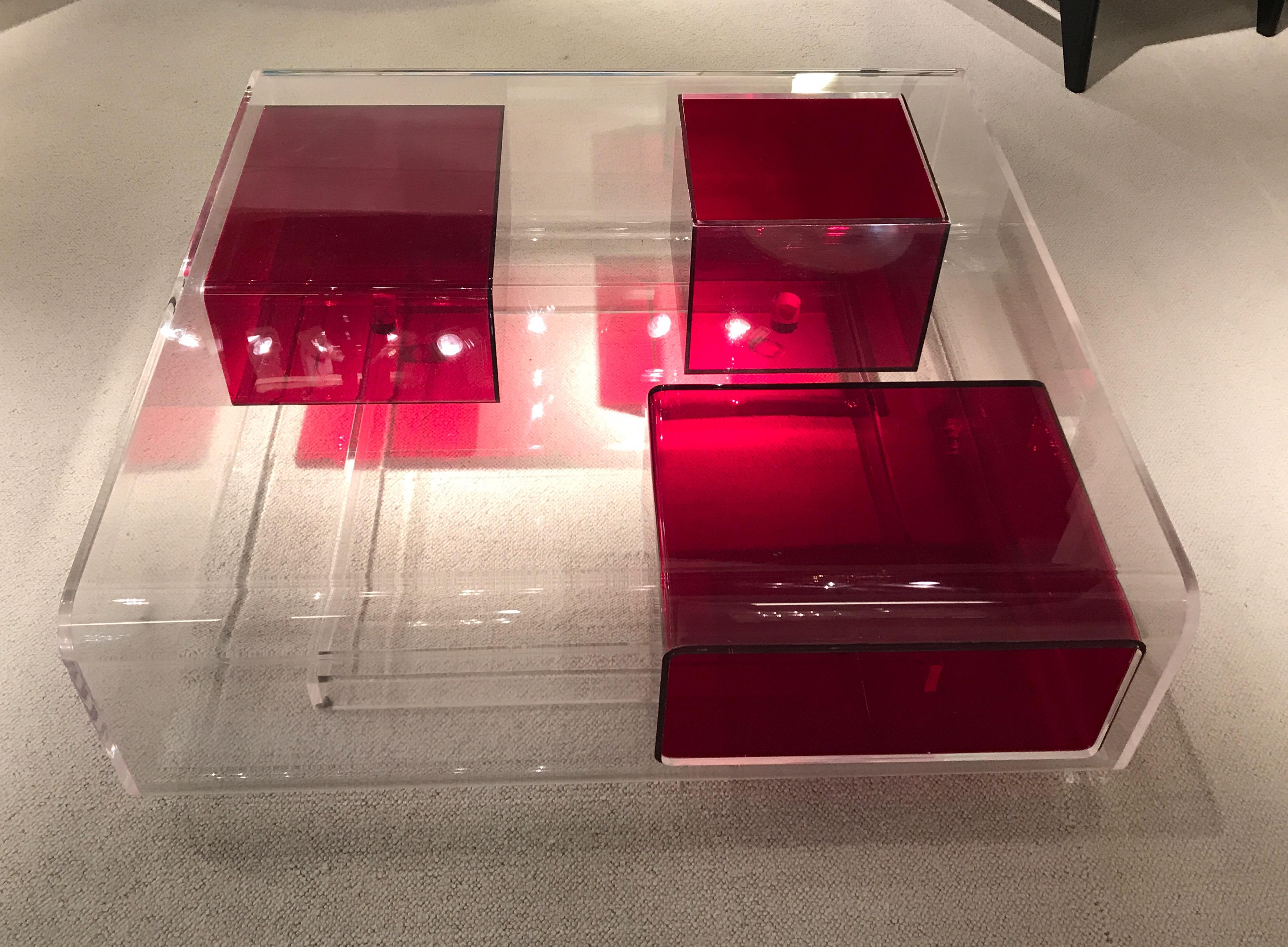 Michel Boyer Lucite Coffee Table In Good Condition In Saint-Ouen, FR