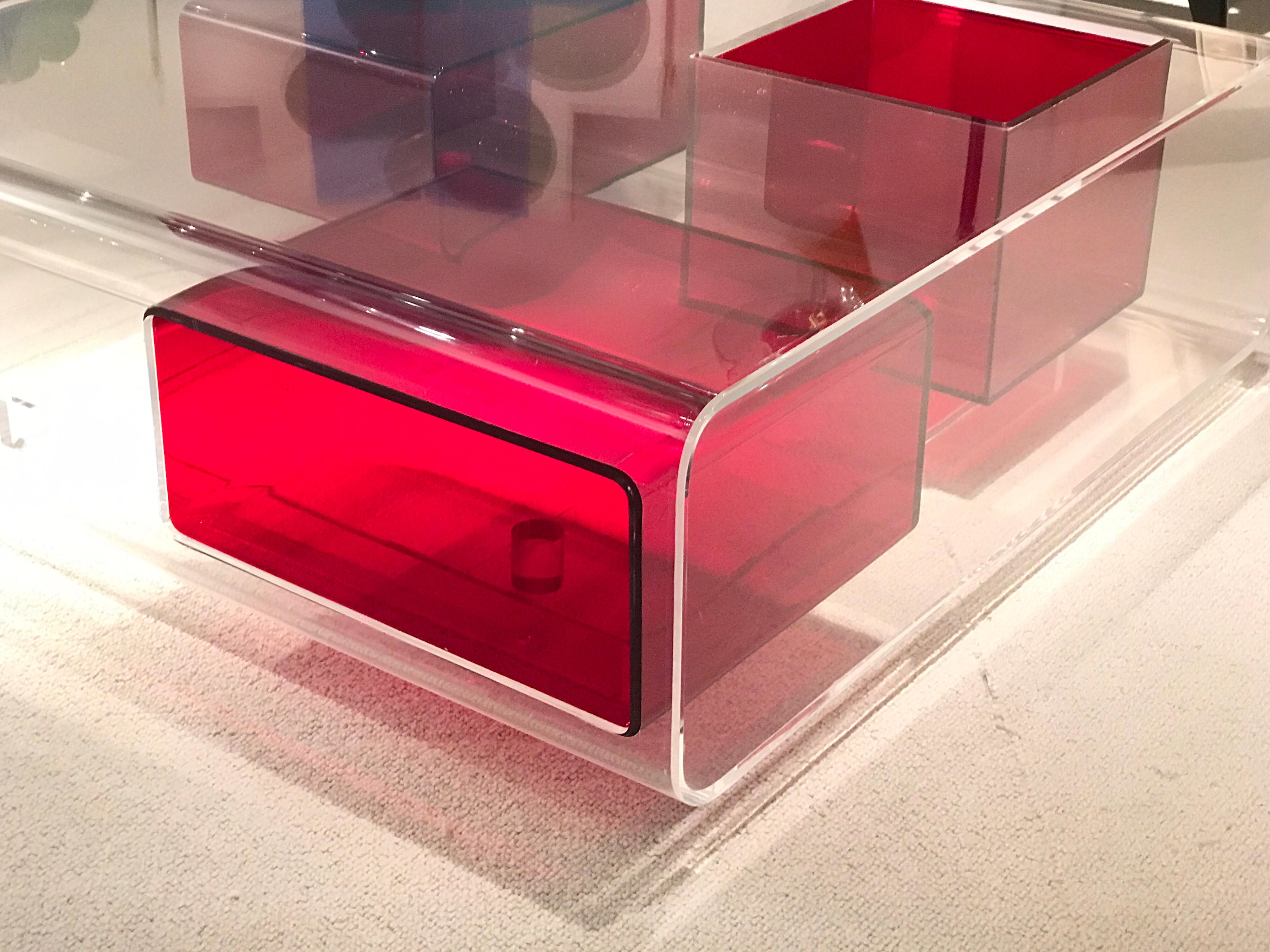 Acrylic Michel Boyer Lucite Coffee Table