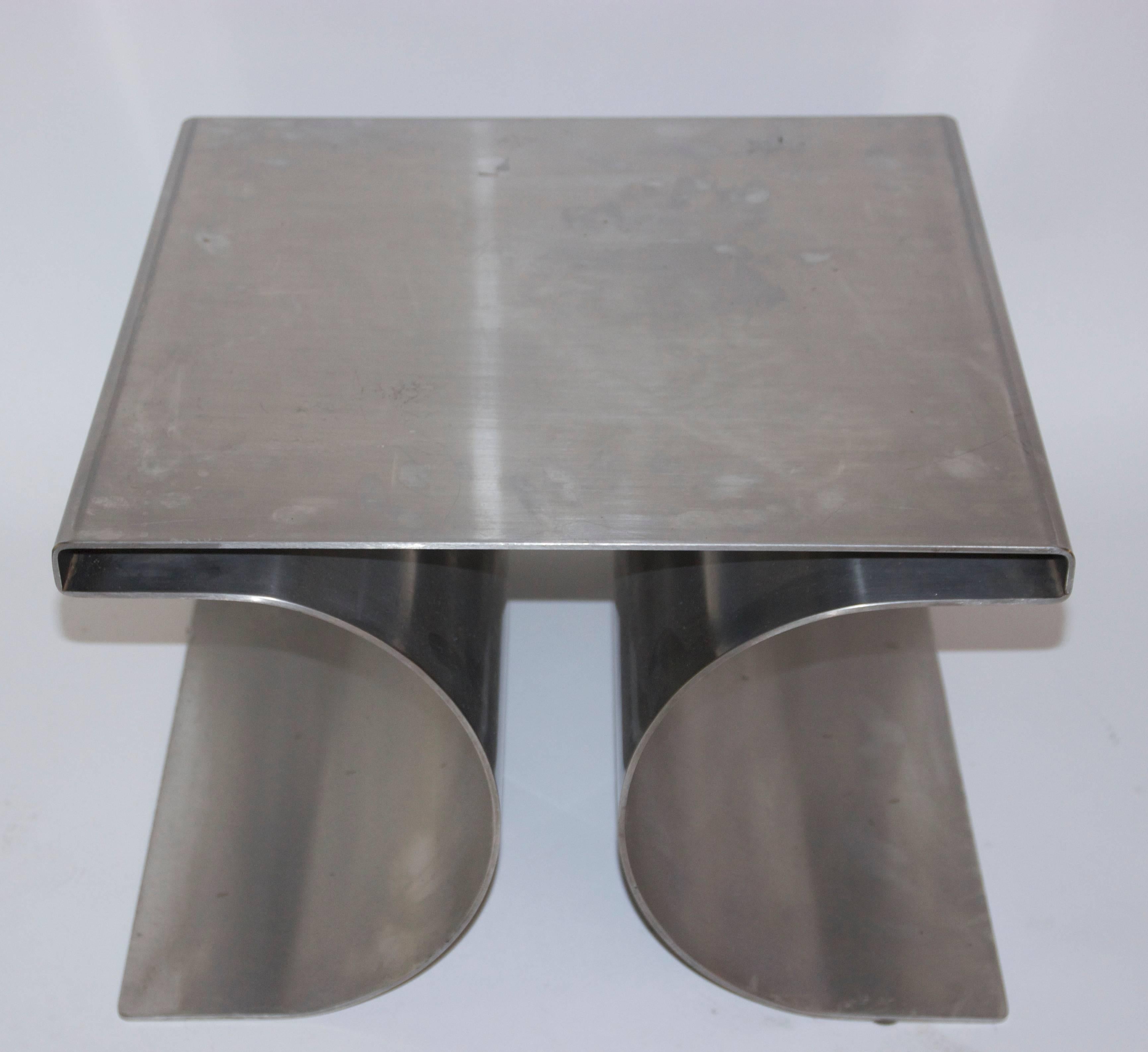 Michel Boyer, Metal Coffee Table, Model X, Ugine-Guegnon, circa 1968, Paris In Good Condition In Nice, Cote d' Azur