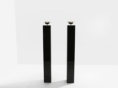 Michel Boyer pair of black lacquered and nickeled metal floor lamps 1979