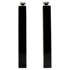 Michel Boyer pair of black lacquered and nickeled metal floor lamps 1979