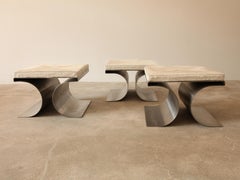 Michel Boyer, Set of Three "X" Stools, circa 1968