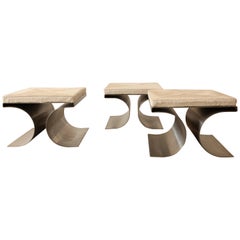 Michel Boyer, Set of Three "X" Stools, circa 1968