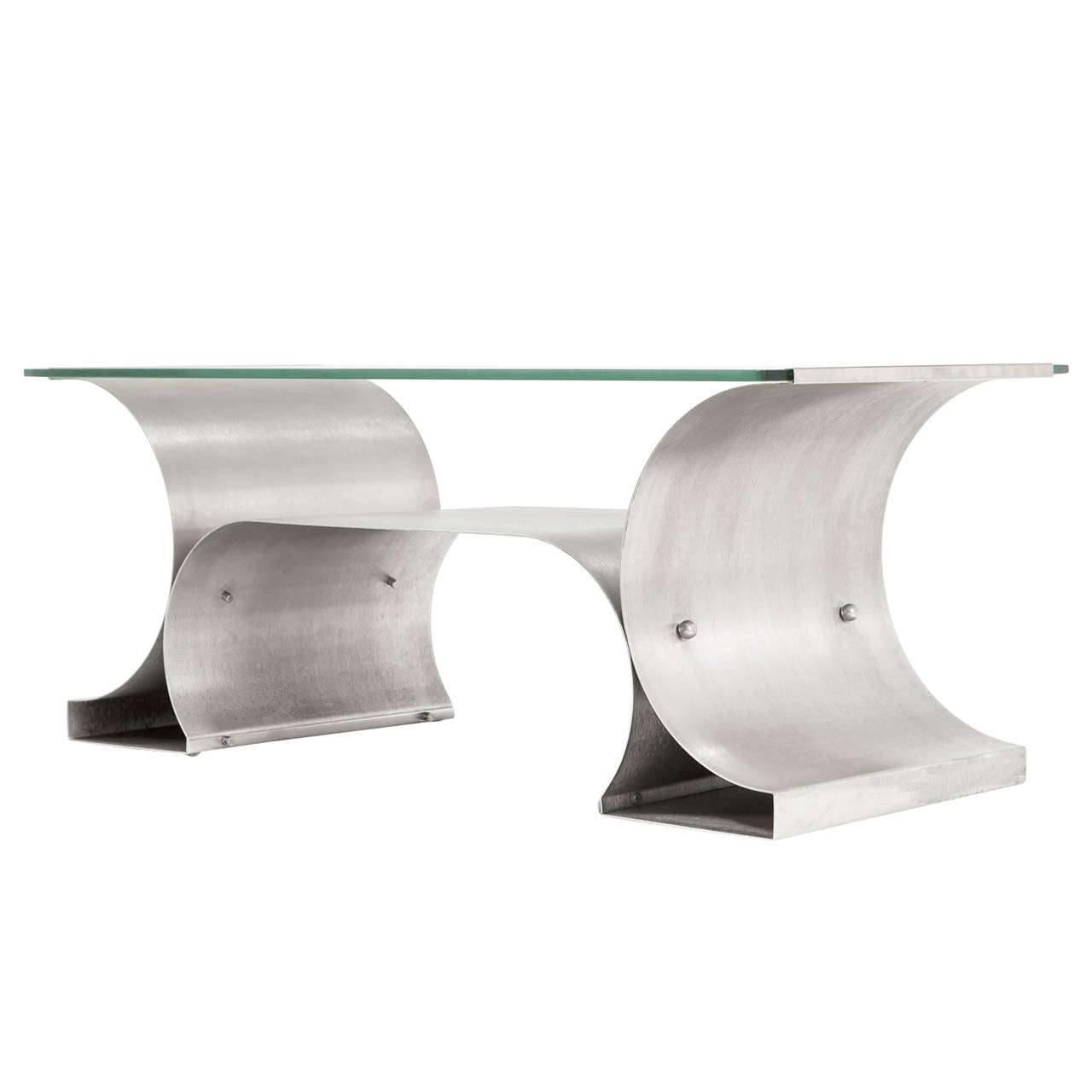 Michel Boyer Stainless Steel Coffee Table from the 'X Series'