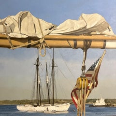 "Alabama" Velero de viña con la bandera americana y la vela en primer plano