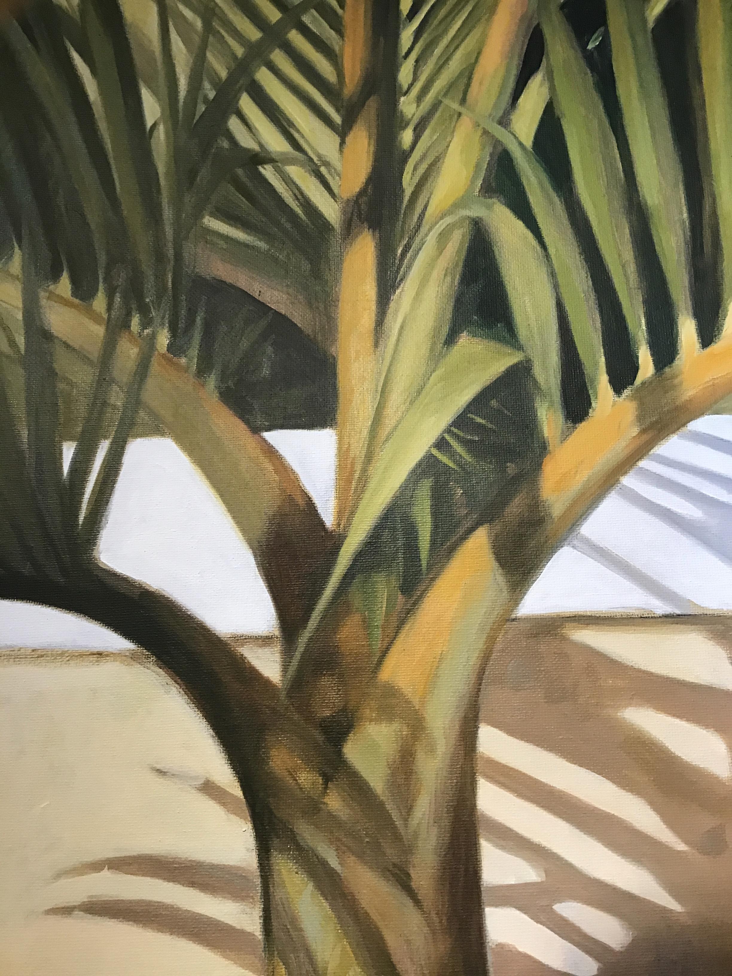 Peinture à l'huile « Bottle Palm » d'un palmier vert avec ombre 1