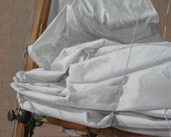 Vintage "Classic White (O)" photorealist oil painting of a detailed Sail's Canvas
