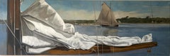"Leaving Behind the Sail" nautical, sailboats, sails, wooden ships, Edgartown