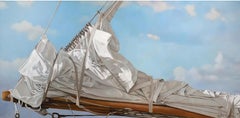 Michel Brosseau, "Bowspirit", 29,5x61 Regata de vela Pintura al óleo sobre lino
