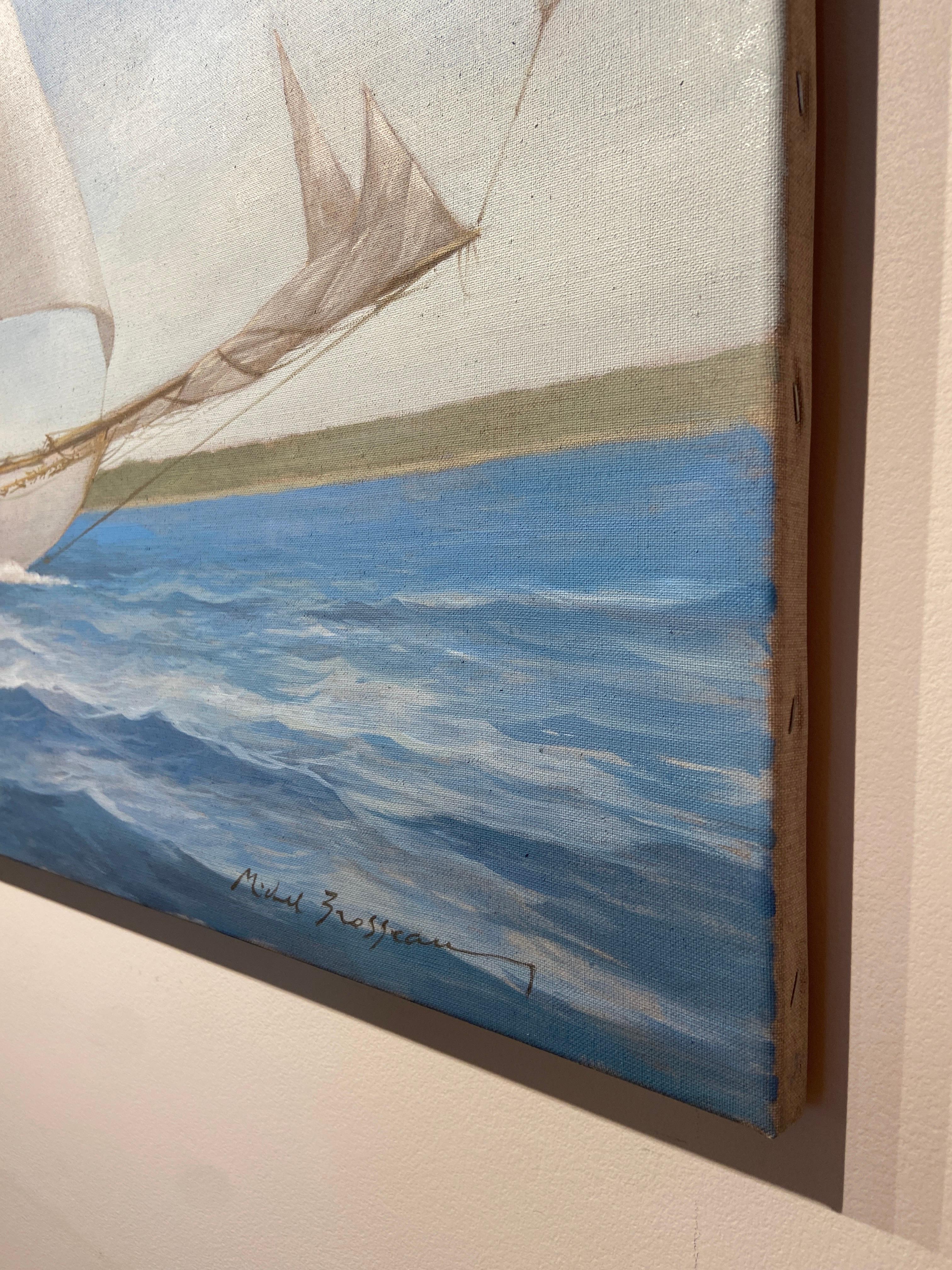 « Paintramique », une peinture à l'huile maritime photoréaliste représentant un navire naviguant en vente 4