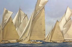 Veleros de "regata" y tripulación se alinean para iniciar una carrera por el azul del océano