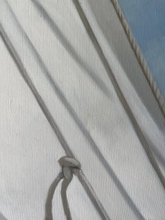 "Storm Light": tema nautico, paesaggio marino, vela, vele, navi, porto, oceano, cielo grigio