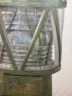 "The Departing" photorealistic green marine lantern, the sidelight on a boat