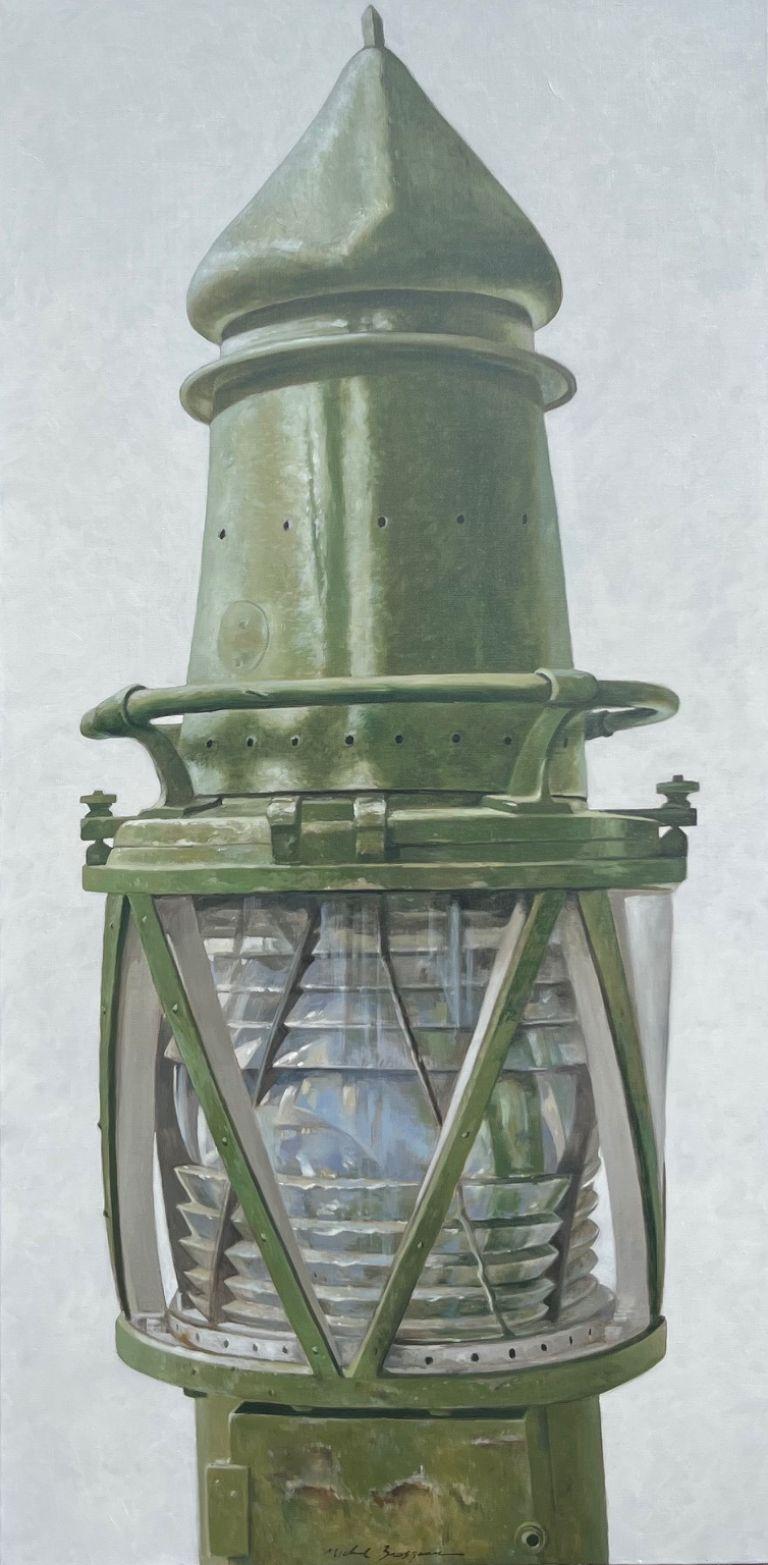 "The Departing" fotorealistische grüne Schiffslaterne, das Seitenlicht auf einem Boot