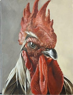 "The Soldier" a photorealist portrait of a fierce rooster