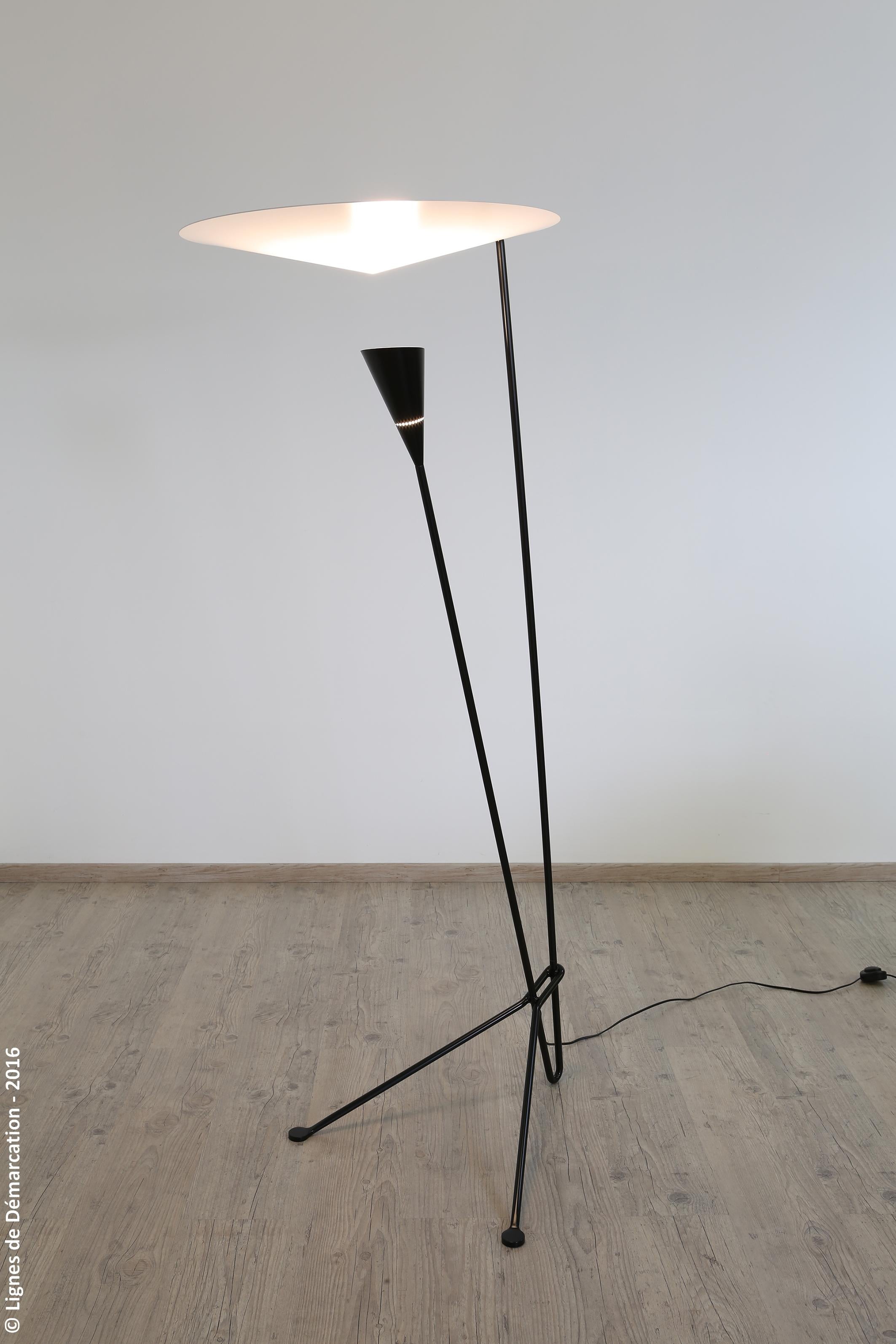 Michel Buffet 'B211' Black and White Floor Lamp For Sale 2