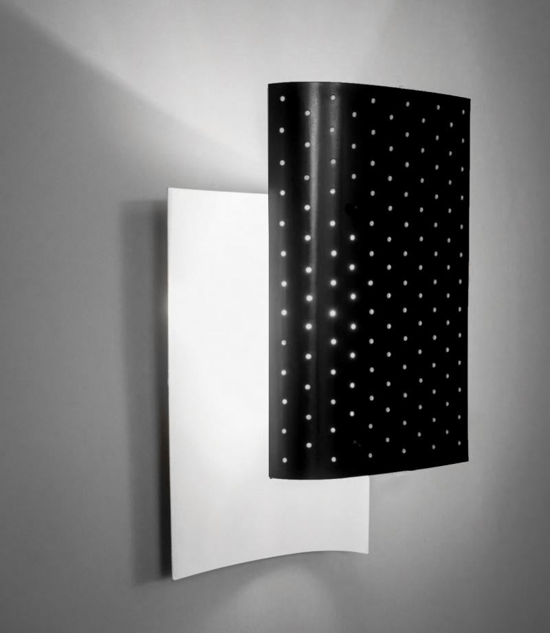 French Michel Buffet Mid-Century Modern Black B205 Wall Sconce Lamp