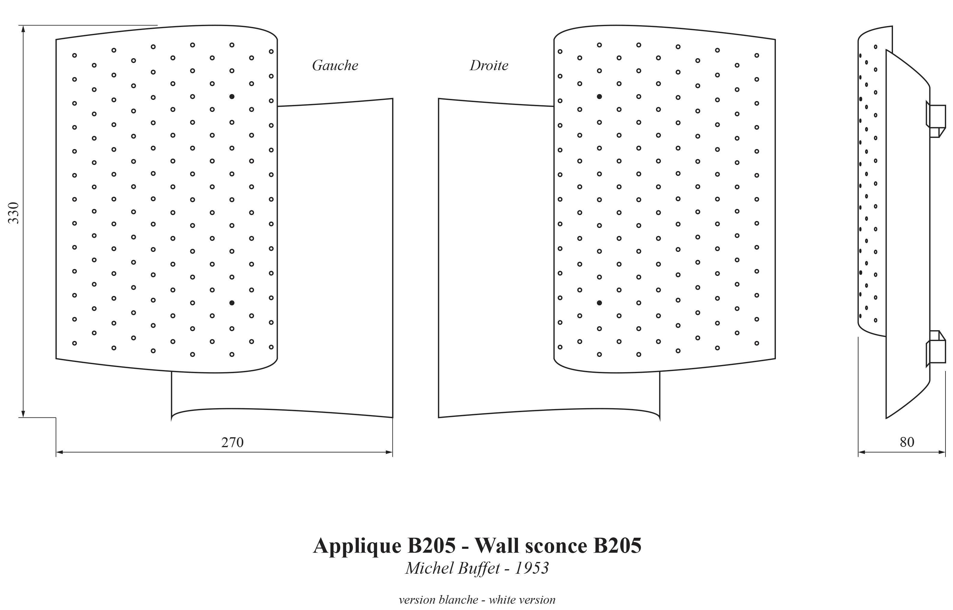 French Michel Buffet Mid-Century Modern Black B205 Wall Sconce Lamp