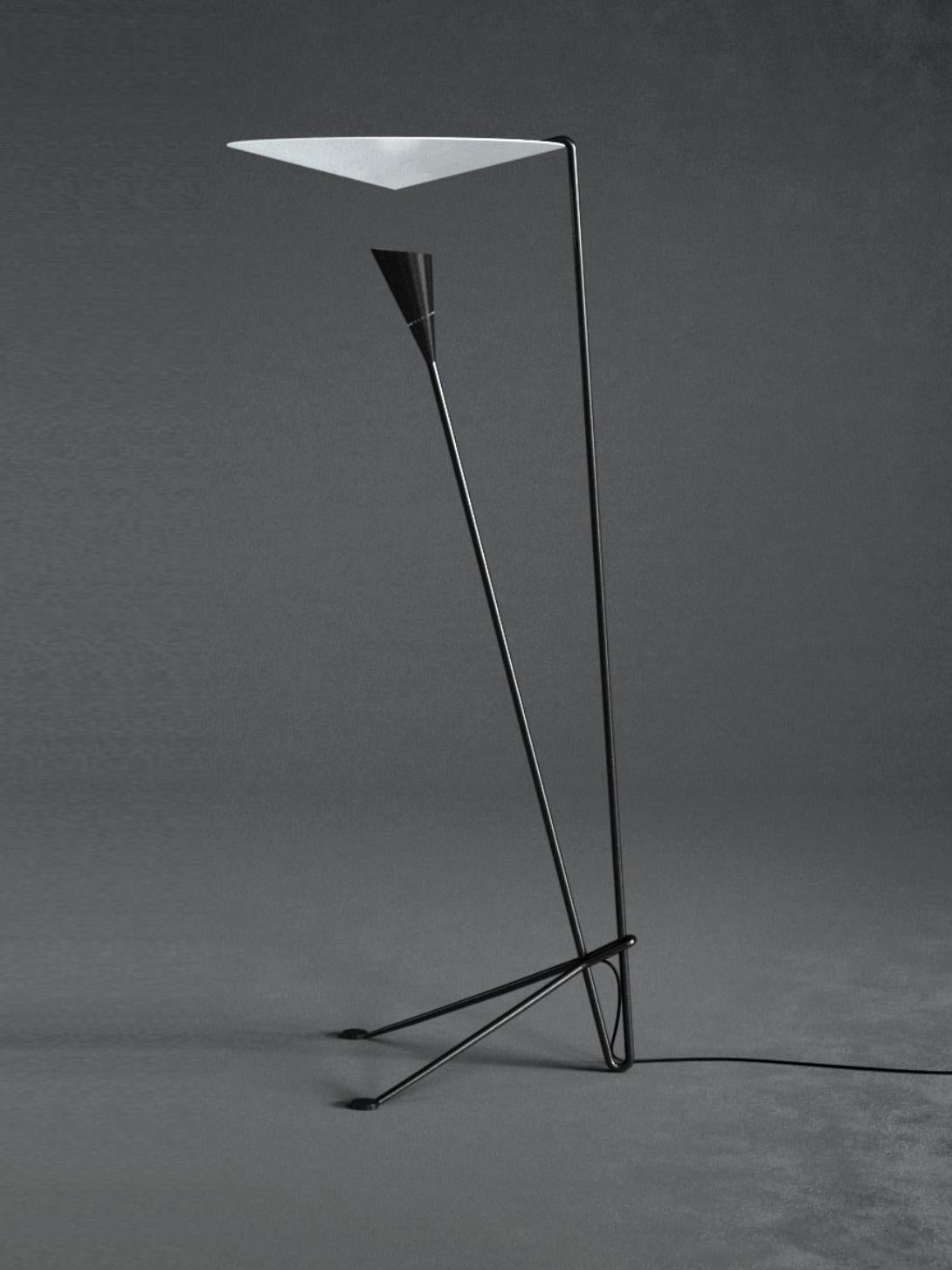 French Michel Buffet Mid-Century Modern Black B211 Floor Lamp