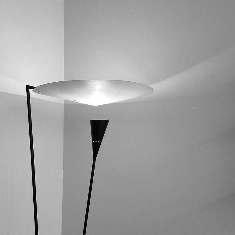Michel Buffet MidCentury Modern Black B211 Floor Lamp For Sale at 1stDibs