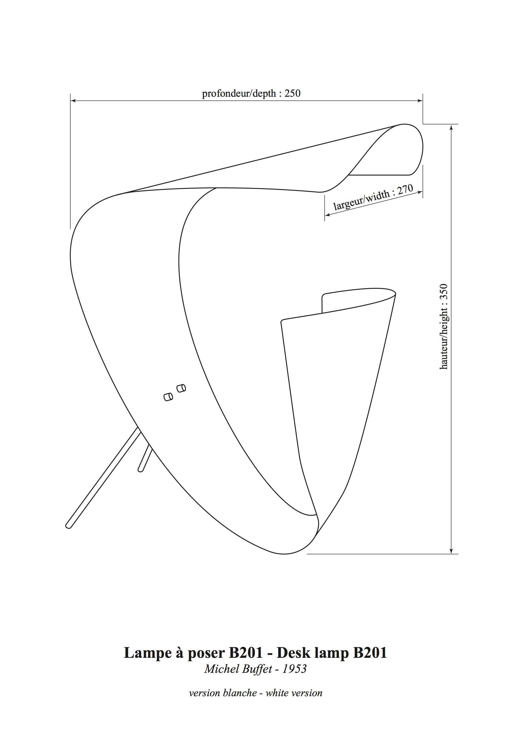 Michel Buffet Mid-Century Modern White B201 Desk Lamp 2