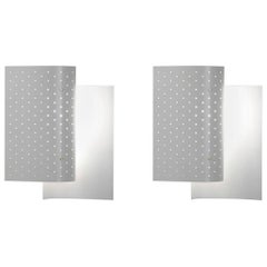 Michel Buffet Mid-Century Modern White B205 Wall Sconce Lamp Set