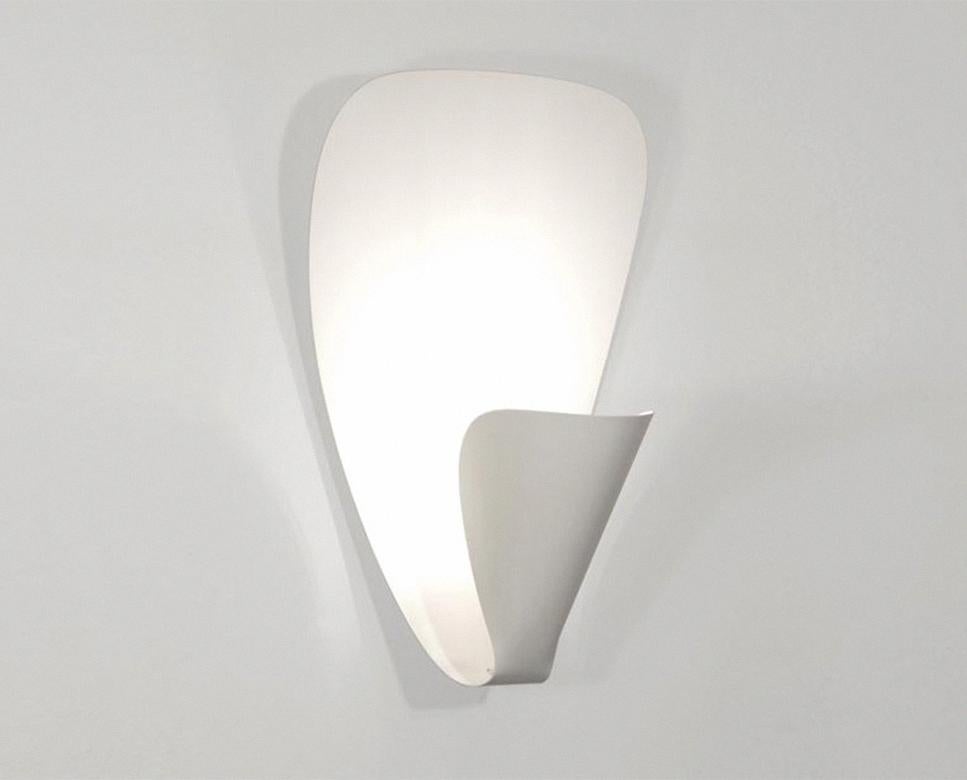 French Michel Buffet Mid-Century Modern White B206 Wall Sconce Lamp Set