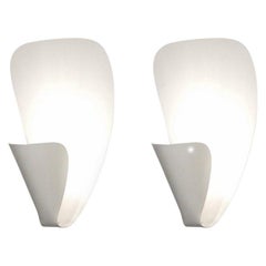 Michel Buffet Mid-Century Modern White B206 Wall Sconce Lamp Set
