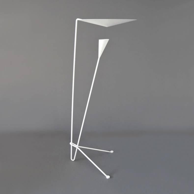 Lacquered Michel Buffet Mid-Century Modern White B211 Floor Lamp
