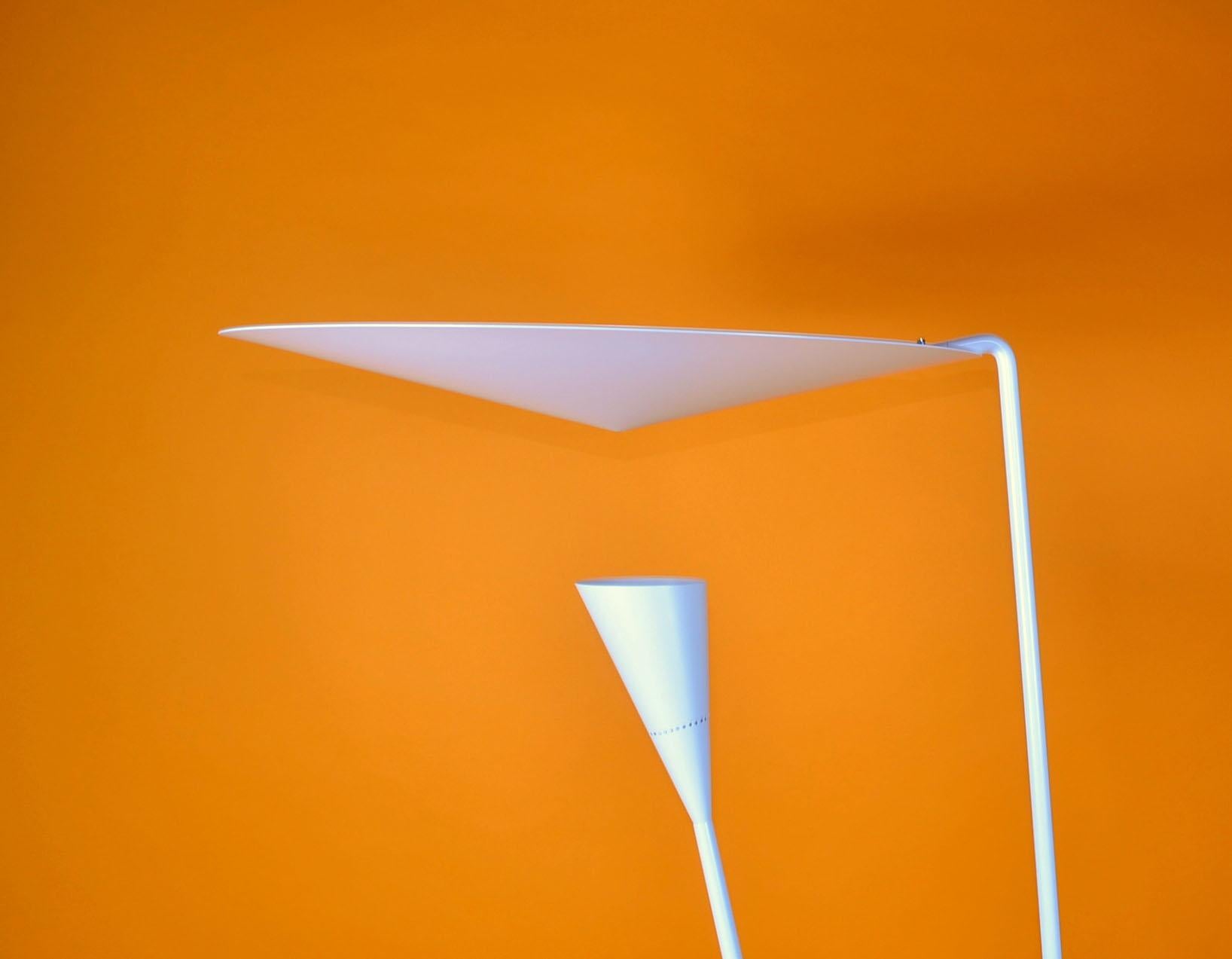 Mid-Century Modern Michel Buffet - White Standing Floor Lamp B211 For Sale