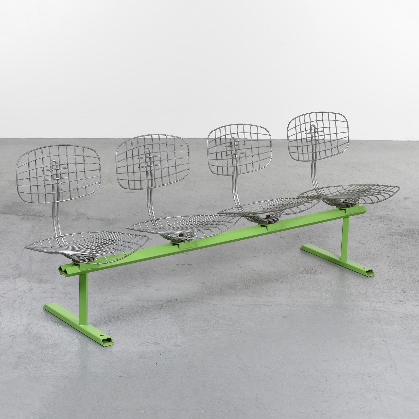 Mid-Century Modern Michel Cadestin: Beaubourg Bench with 4 Seats, 1974 For Sale