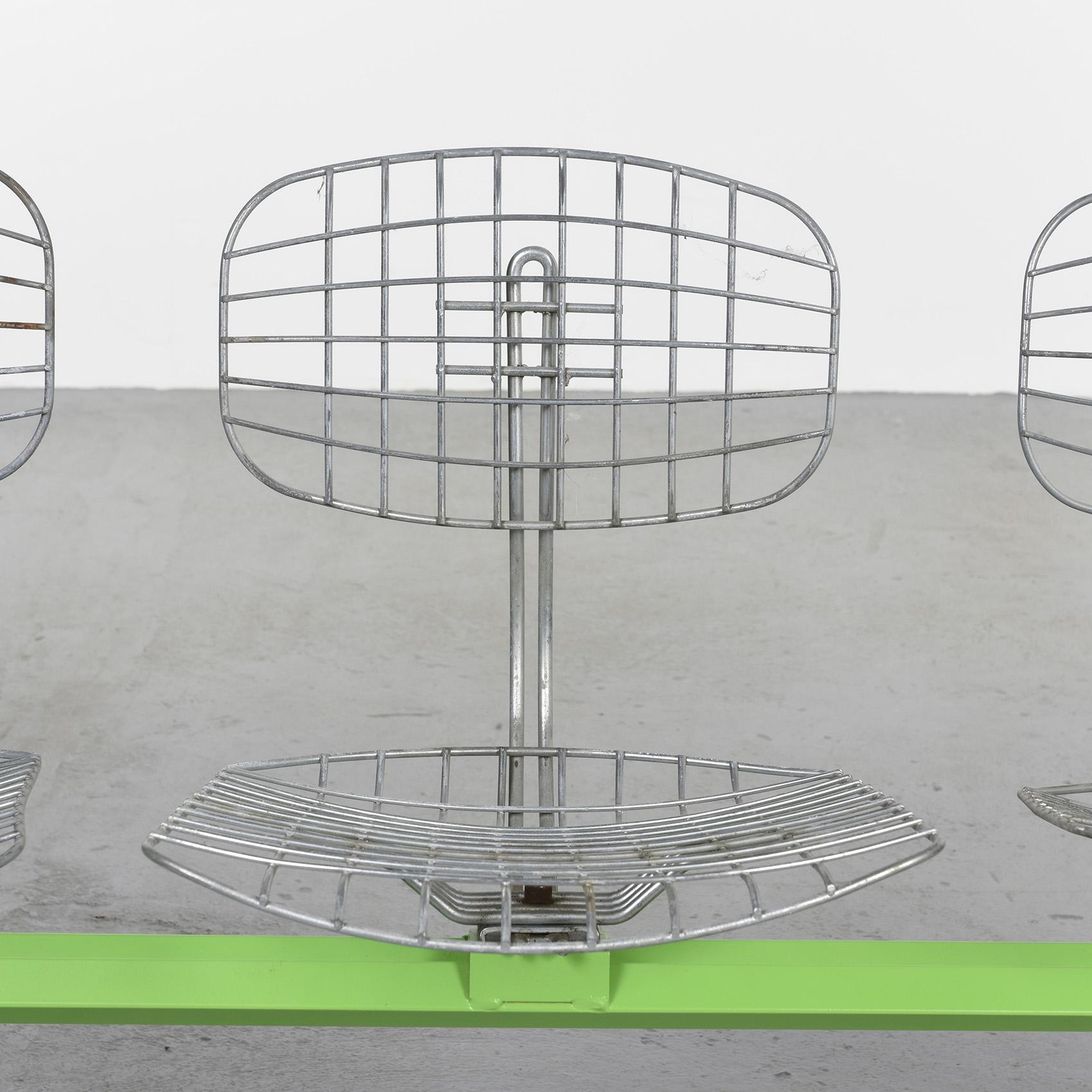 Metal Michel Cadestin: Beaubourg Bench with 4 Seats, 1974 For Sale
