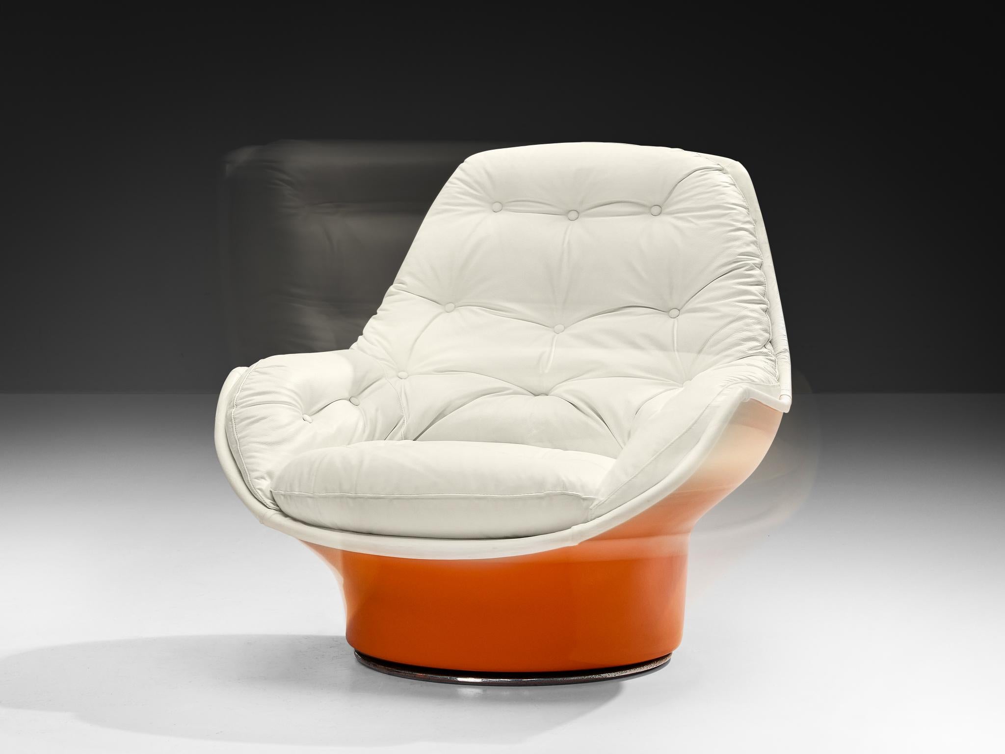 Michel Cadestin for Airborne 'Yoga' Lounge Chair in Orange Fiberglass 3