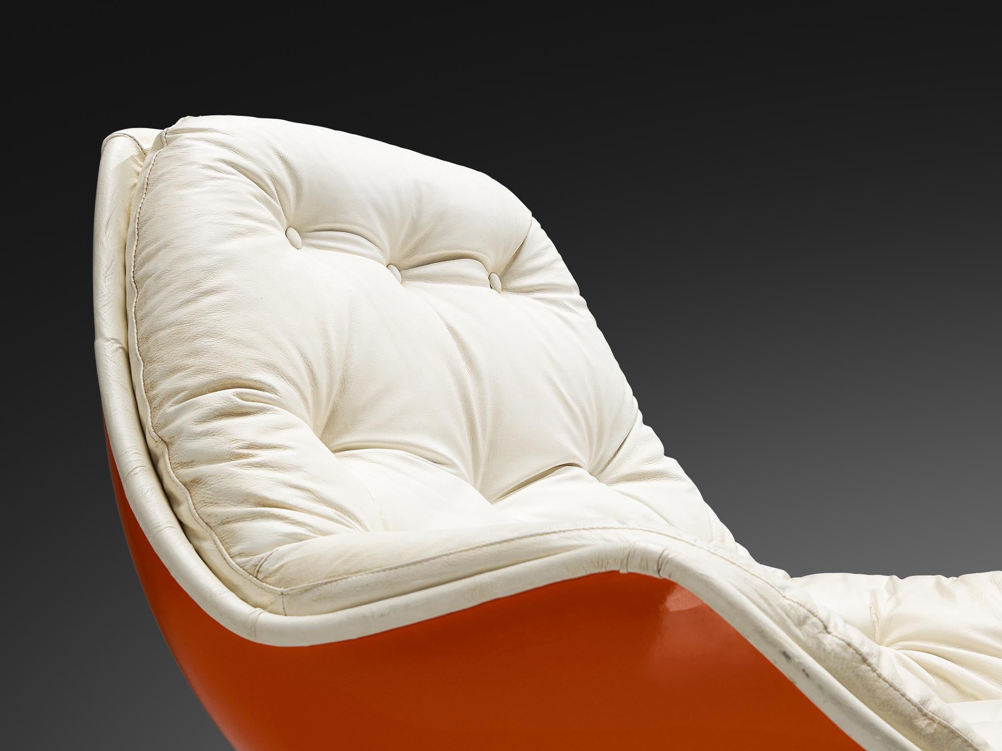 Post-Modern Michel Cadestin for Airborne 'Yoga' Lounge Chair in Orange Fiberglass