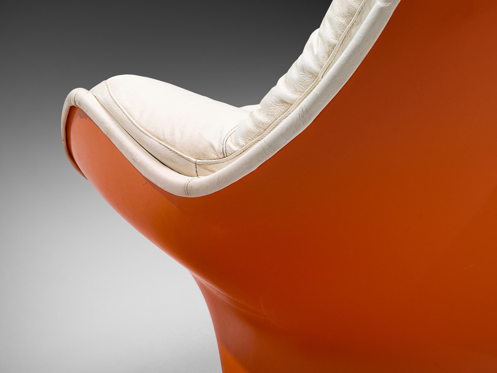 French Michel Cadestin for Airborne 'Yoga' Lounge Chair in Orange Fiberglass