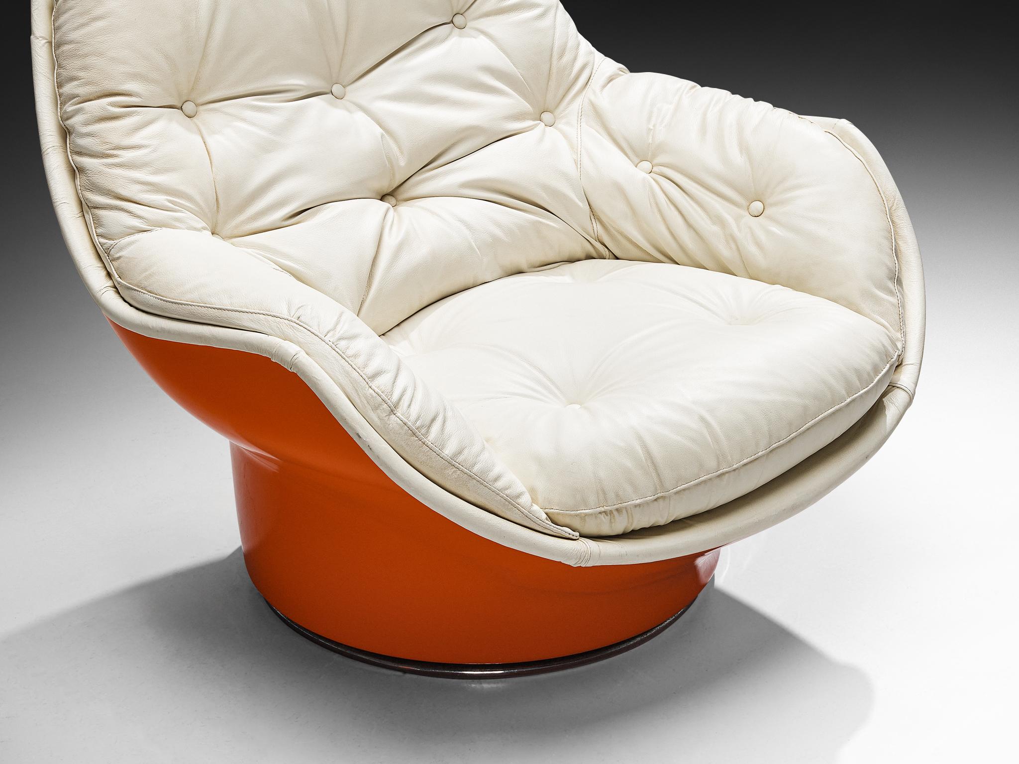Michel Cadestin for Airborne 'Yoga' Lounge Chair in Orange Fiberglass 1