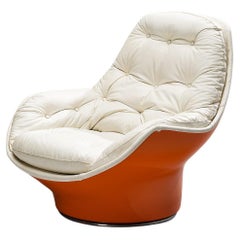 Vintage Michel Cadestin for Airborne 'Yoga' Lounge Chair in Orange Fiberglass 