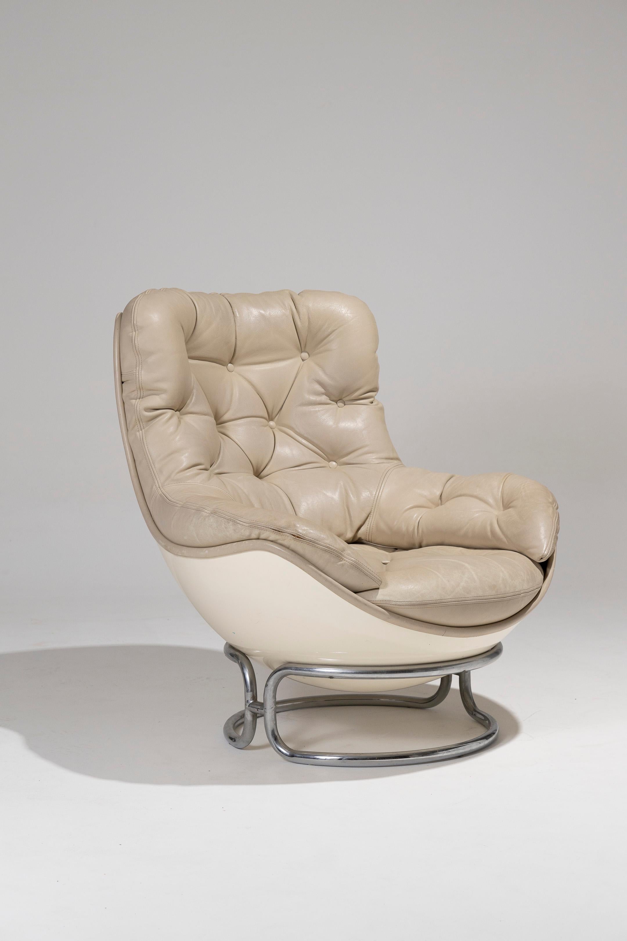 Michel Cadestin, Sessel aus Karatleder, 1970er-Jahre im Angebot 6