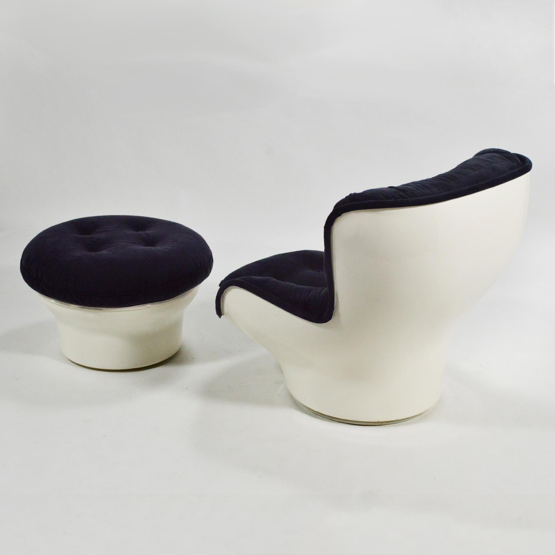 Fin du 20e siècle Chaise longue et pouf Michel Cadestin 
