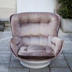 Michel Cadestin Karate Velvet Lounge Chair for Airborne, 1968