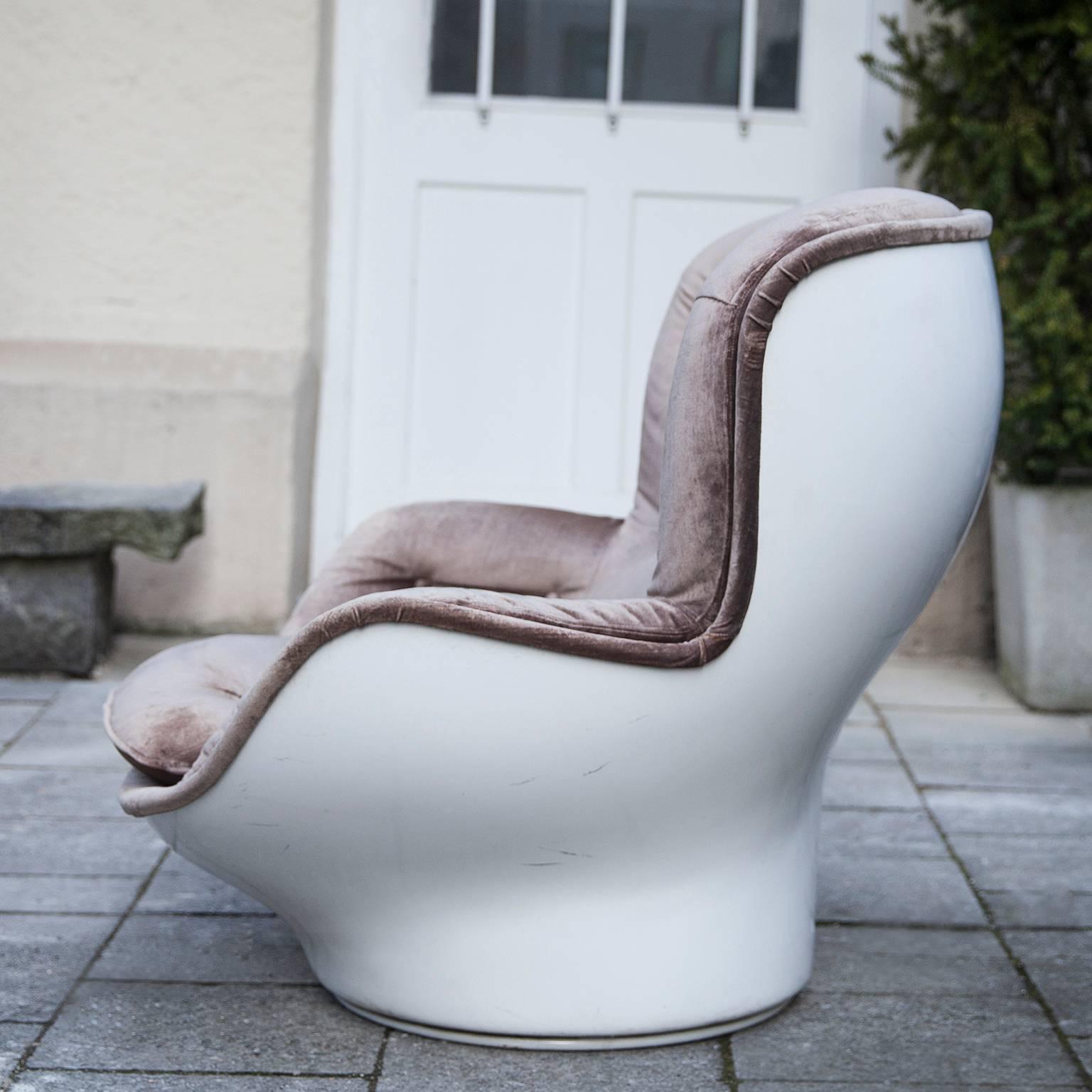 Mid-Century Modern Michel Cadestin Karate Velvet Lounge Chair for Airborne, 1968