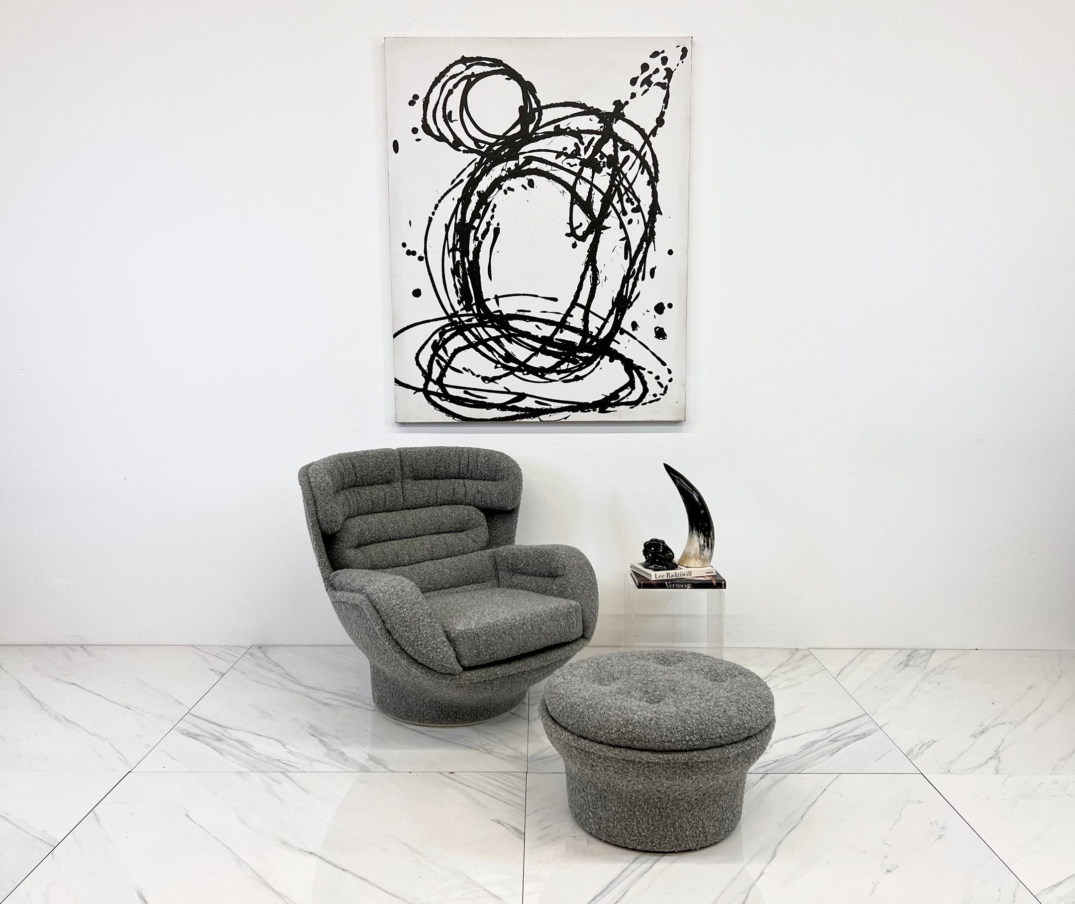 Michel Cadestin Karate x Joe Colombo Elda Chair 1970s Mashup with Ottoman 2