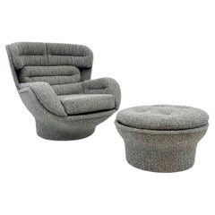 Chaise Michel Cadestin Karate x Joe Colombo Elda Mashup des années 1970 avec pouf
