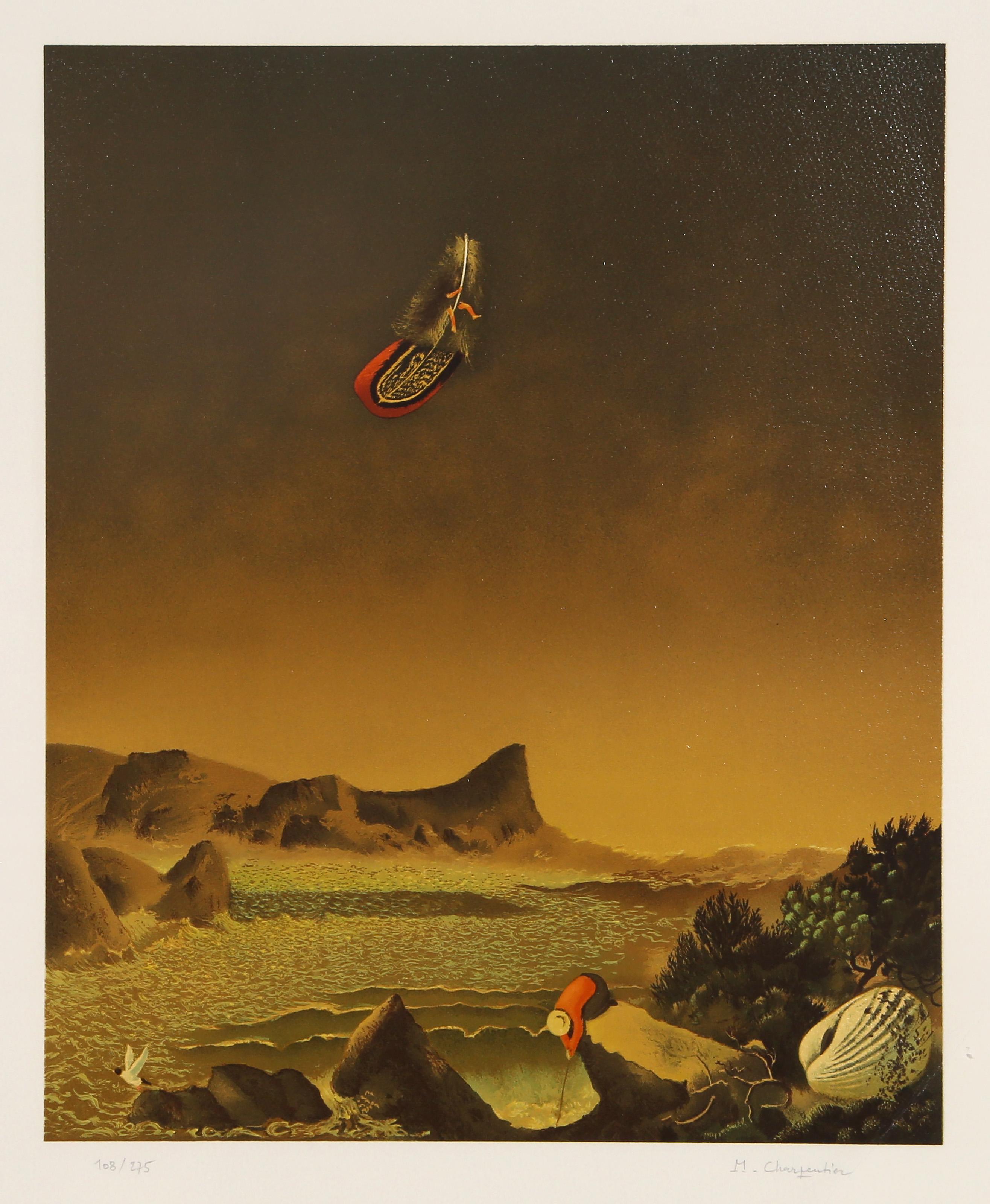 Icarus, Surrealist Lithograph by Michel Charpentier