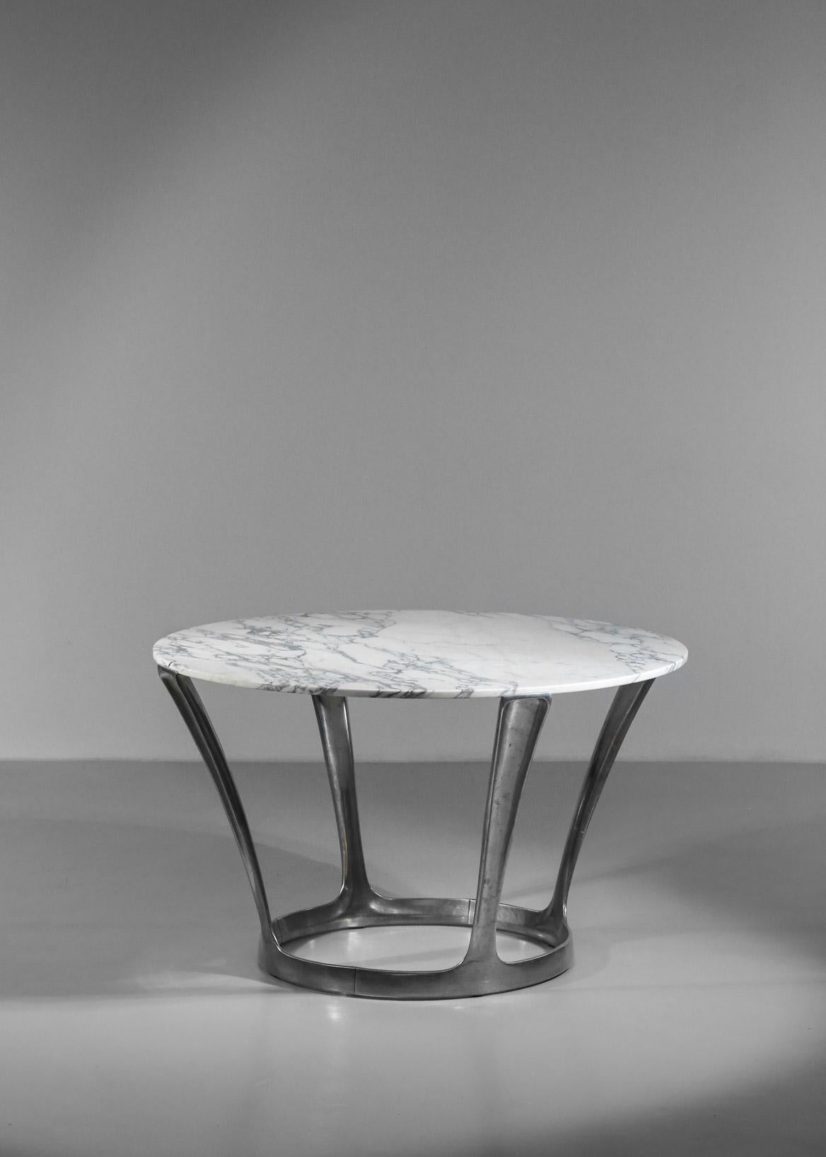 Michel Charron Dining Table Carrara Marble For Sale 2